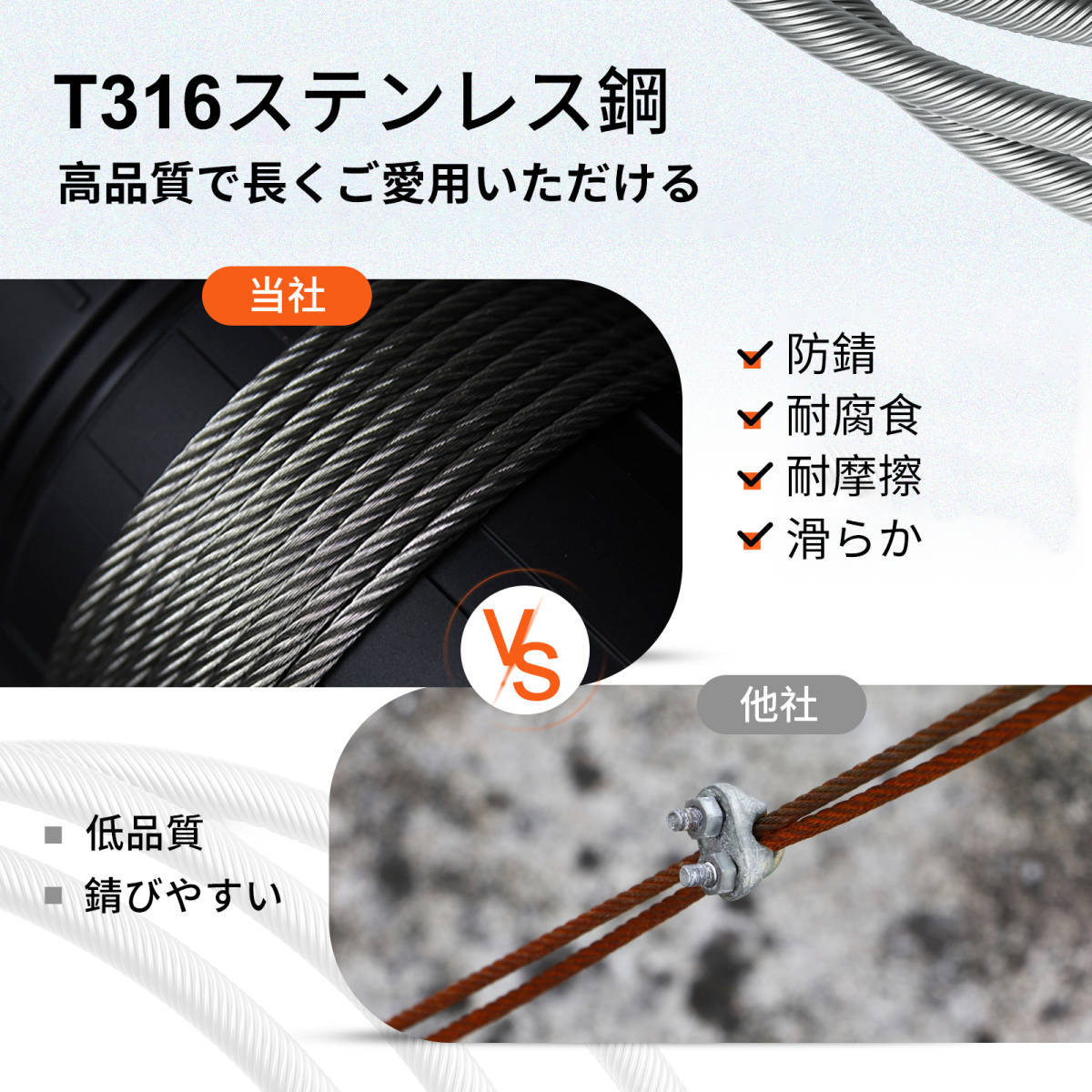 2693BX【新品・305m】耐荷重2T 直径5mm ワイヤーロープ 2693BX【新品・305m】耐荷重2T 直径5mm ワイヤーロープ