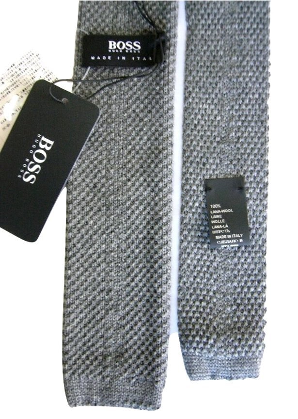  new goods [ including carriage ] HUGO BOSS Hugo Boss Italy made wool 100% knitted slim necktie Wool Knit Tie