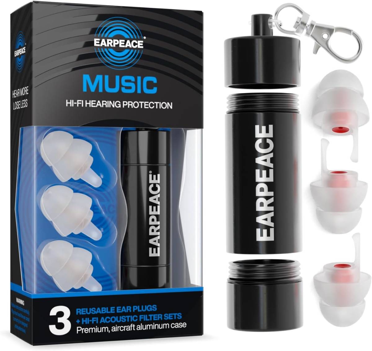 EarPeace Music イヤーピース 耳栓 音楽用 シリコン フィルター3種類 黒ケース シリコン 音量低減 スタンダード 聴覚過敏の緩和におすすめ_画像6