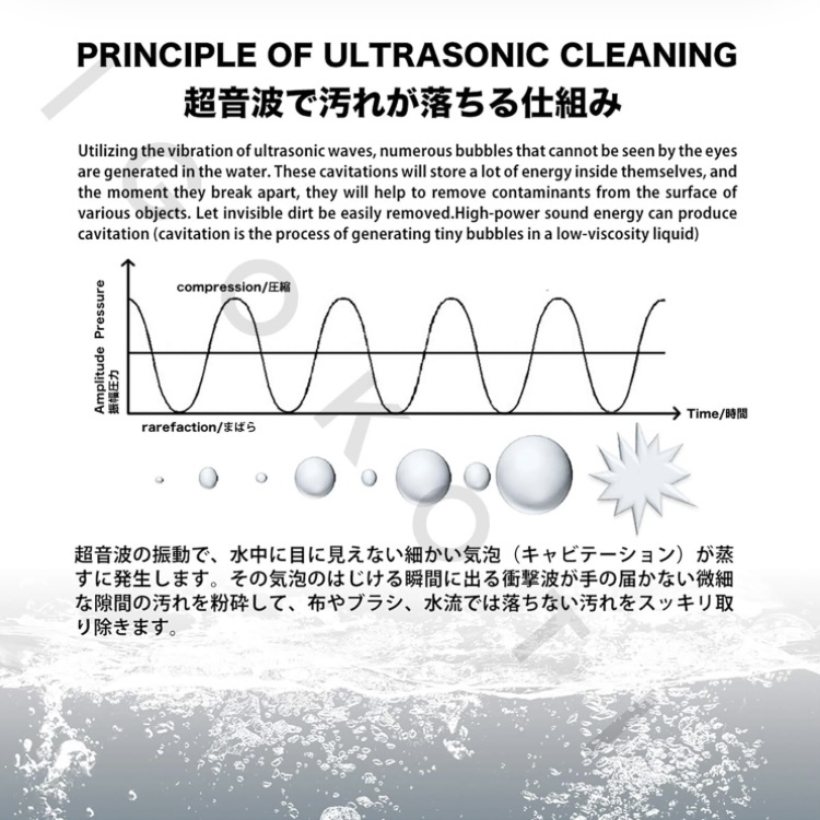 超音波洗浄機 450ml 強力振動 メガネ洗浄器 腕時計 アクセサリー クリーナー ブラック ホームクリーニング 小物をいつでもピカピカに_画像6