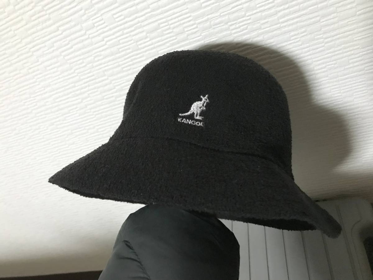 試着程度美品 KANGOL カンゴール バケットハット ブラック 帽子 即決_画像1