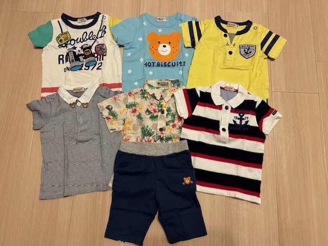 [ продажа комплектом ] Miki House baby Kids 80 размер [ футболка × рубашка × рубашка-поло × шорты комплект ]