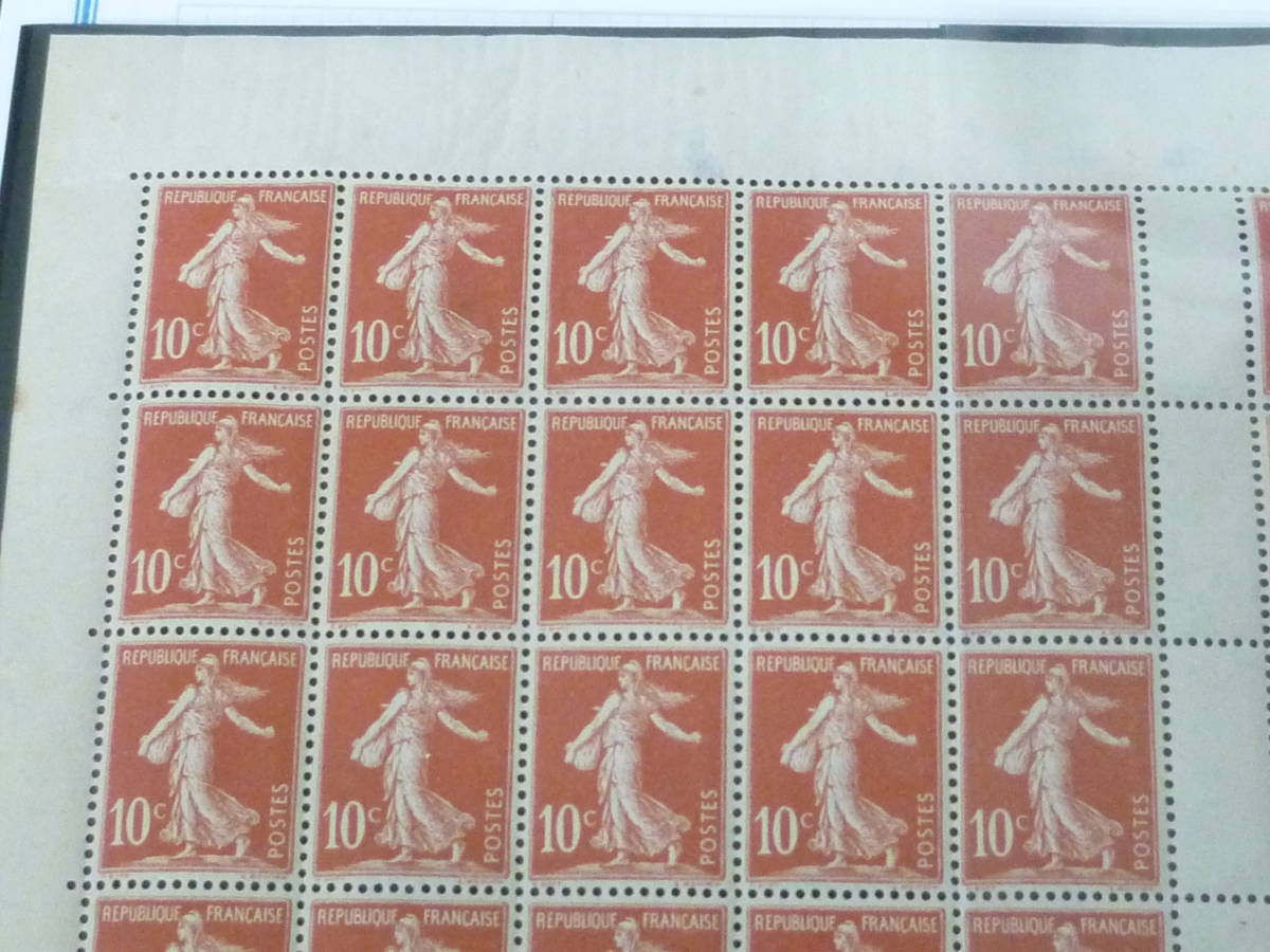 24　A　№1　フランス切手 1906年　SC#155　10c　50枚(25枚×2)ペーン　未使用NH・VF　【SC評価 $】　_画像5