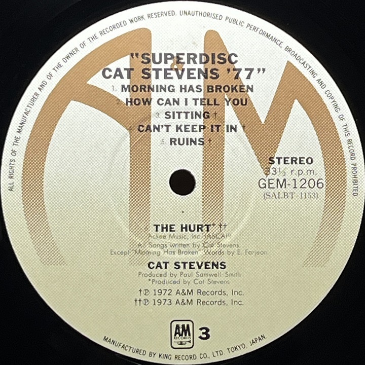 2LP CAT STEVENS キャット・スティーヴンス Superdisc Cat Stevens '77 Morning Has Broken 雨に濡れた朝 Peace Train ピース・トレイン_画像10