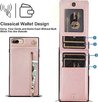 送料無料 iPhoneケース SE 2世代 3世代 iPhone 7/8 対応 スマホ 携帯 ケース ストラップ付き 財布型 ショルダー Qiワイヤレス充電 ピンク_画像5