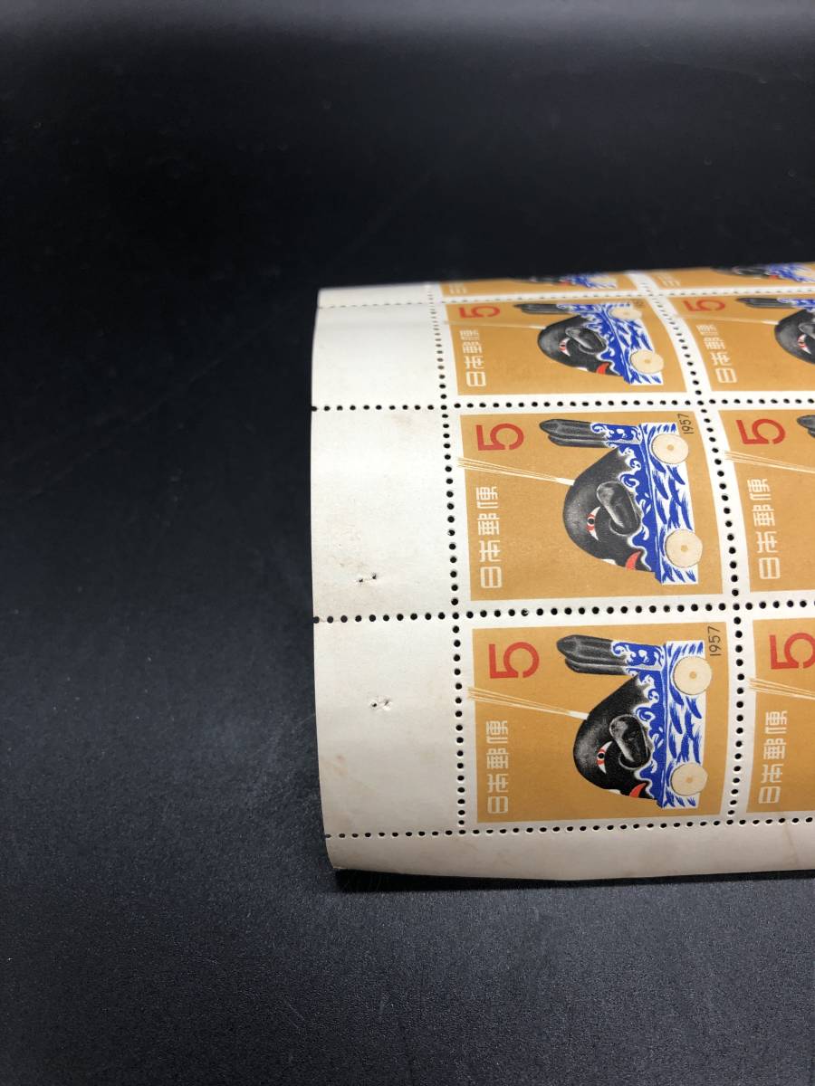 日本切手　シート　年賀　昭和32年用　だんじり　1956年_画像3