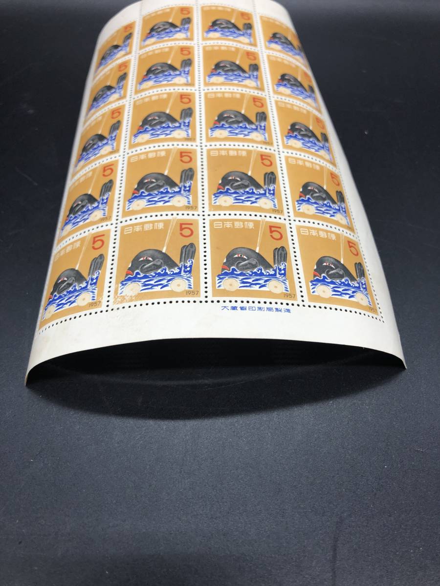 日本切手　シート　年賀　昭和32年用　だんじり　1956年_画像2