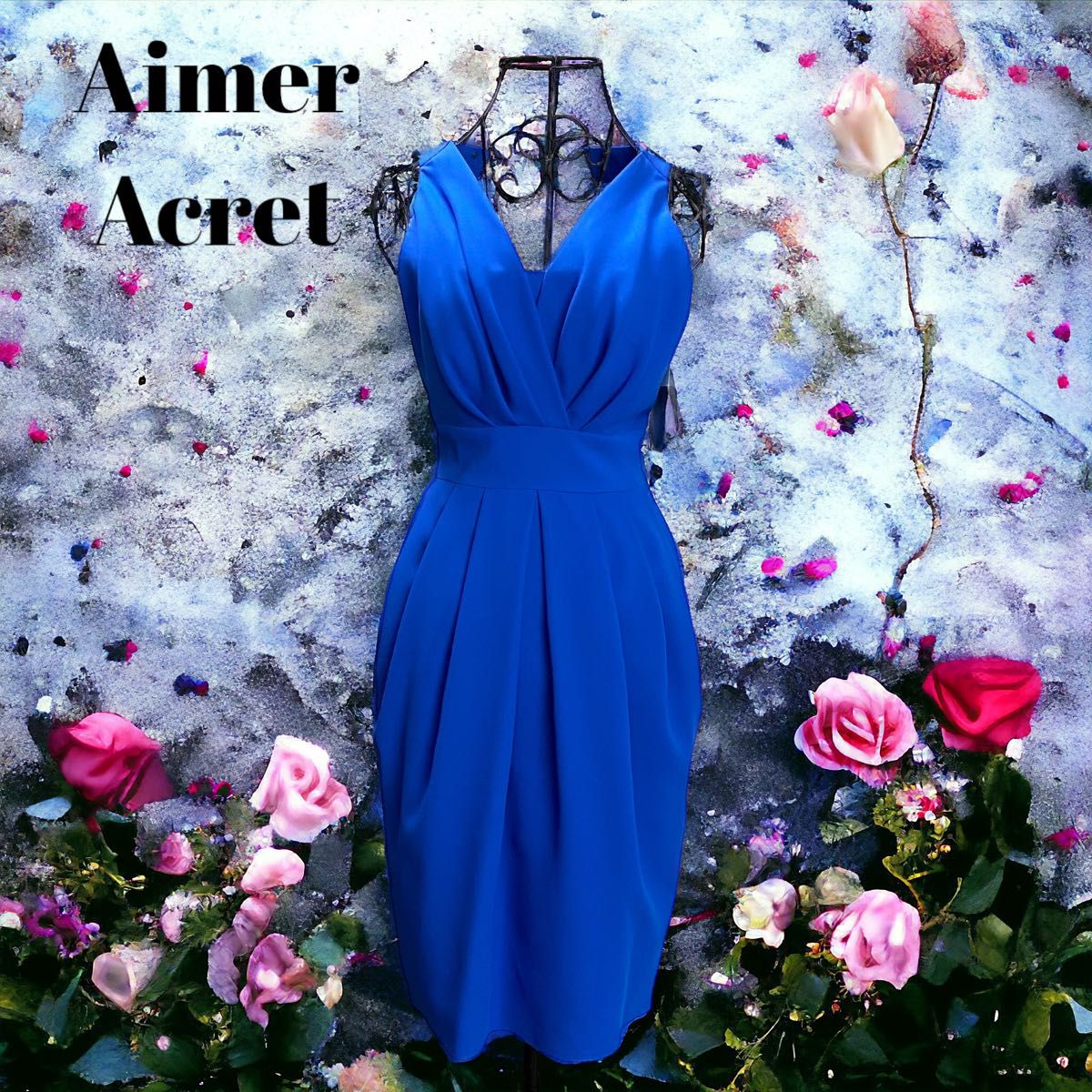 【新品タグ付き】Aimer Acret エメ パーティードレス イベント キャバ ダルブルー 定価29,160円