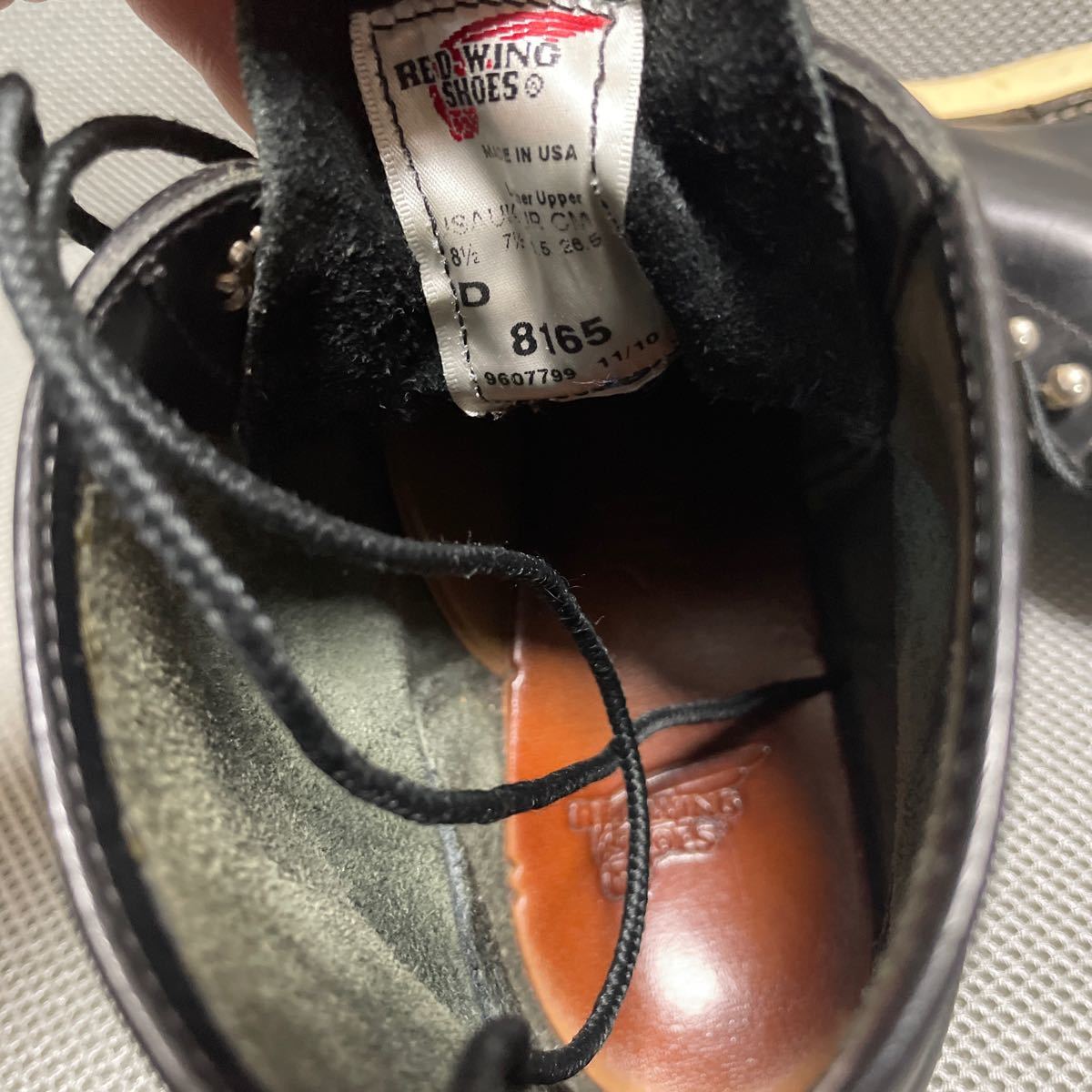 中古 2010年製 REDWING 8165 黒 8 1/2 26.5cm レッドウィング プレーントゥ ブラック ブーツ _画像7