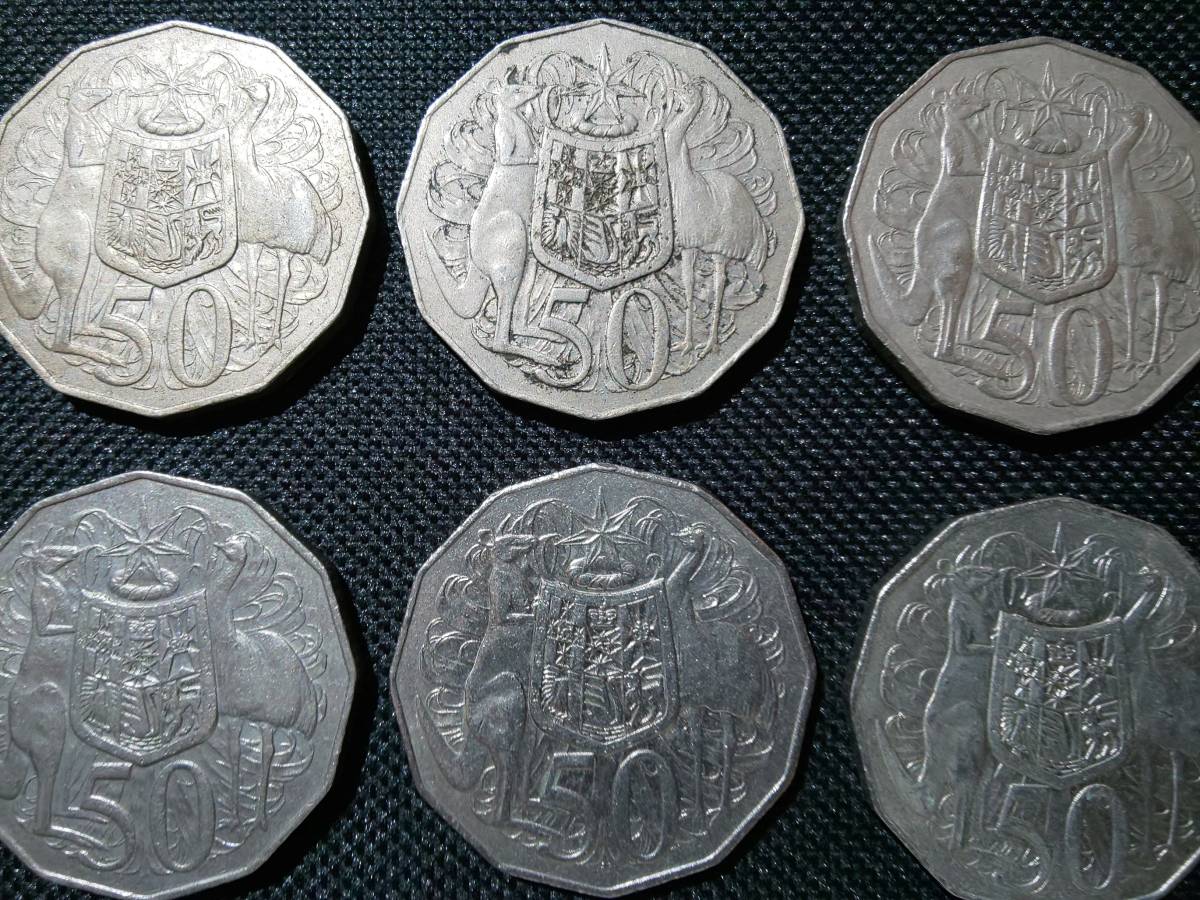オーストラリア 50セント硬貨 10枚おまとめ 1970年代～2000年代 2310B-006 外国硬貨 小銭 コイン_画像3