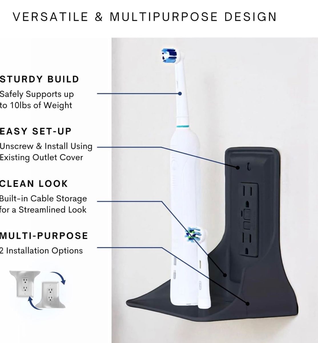 BeraTek Industries Power Perch壁面コンセントに取り付けられる