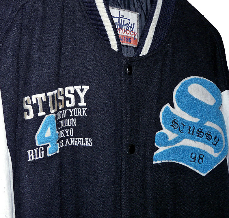 STUSSY（ステューシー）BIG4 袖 本革 スタジャン VARSITY JACKET ■中綿キルト Lサイズ ■バーシティジャケット Stussy outdoorタグ_画像5