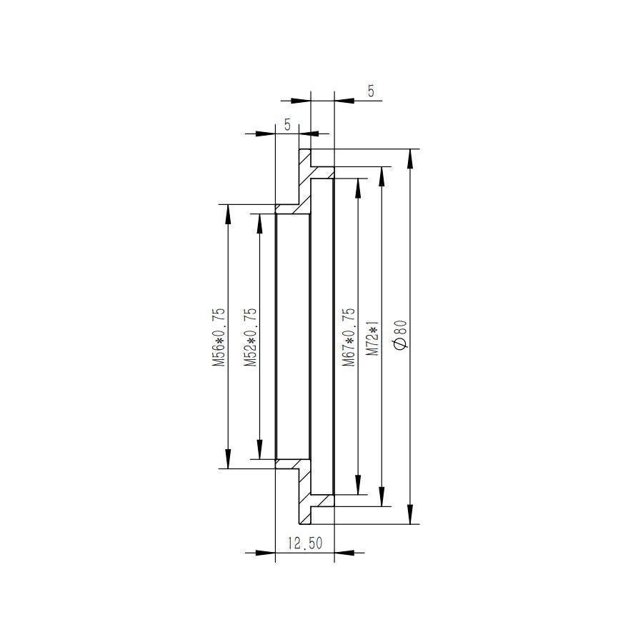 「大晦日特価-訳アリ品」TP536-M72*1オス⇒M56*0.75オス 変換アダプター クリックポスト送料185円_図面