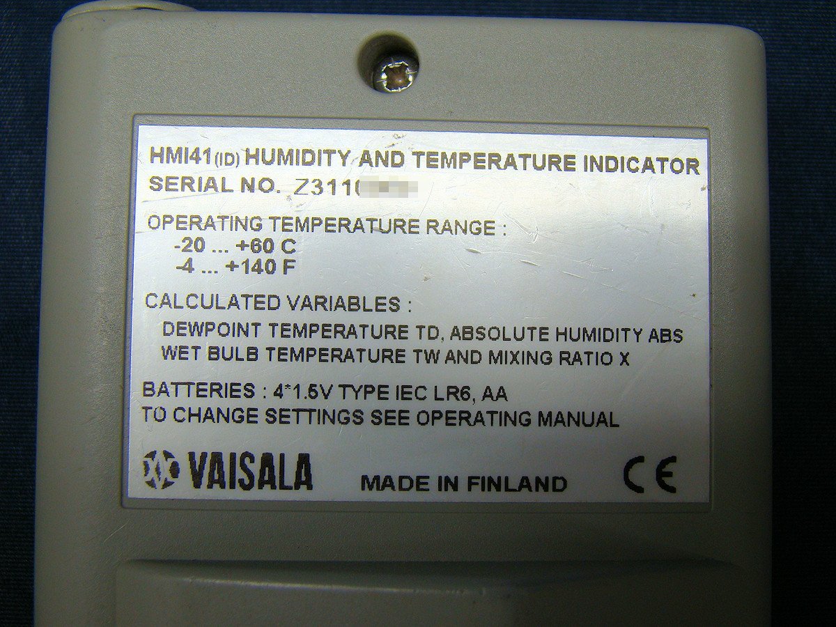 VAISALA ヴァイサラ HMI41 デジタルマルチ温湿度計 指示計 プローブ HMP41/45 温度計 湿度計 中古の画像4