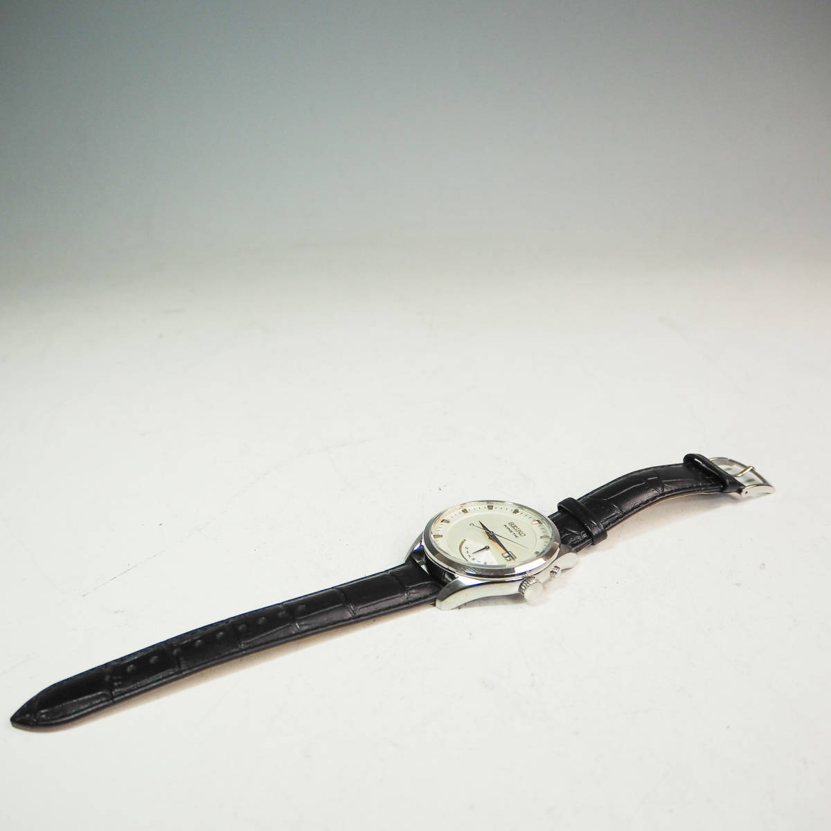 SEIKO セイコー KINETIC キネティック 腕時計 5M84-0AB0 デイデイト 裏スケ ベルト L07HH20 説明書付 メンズ GR823_画像3