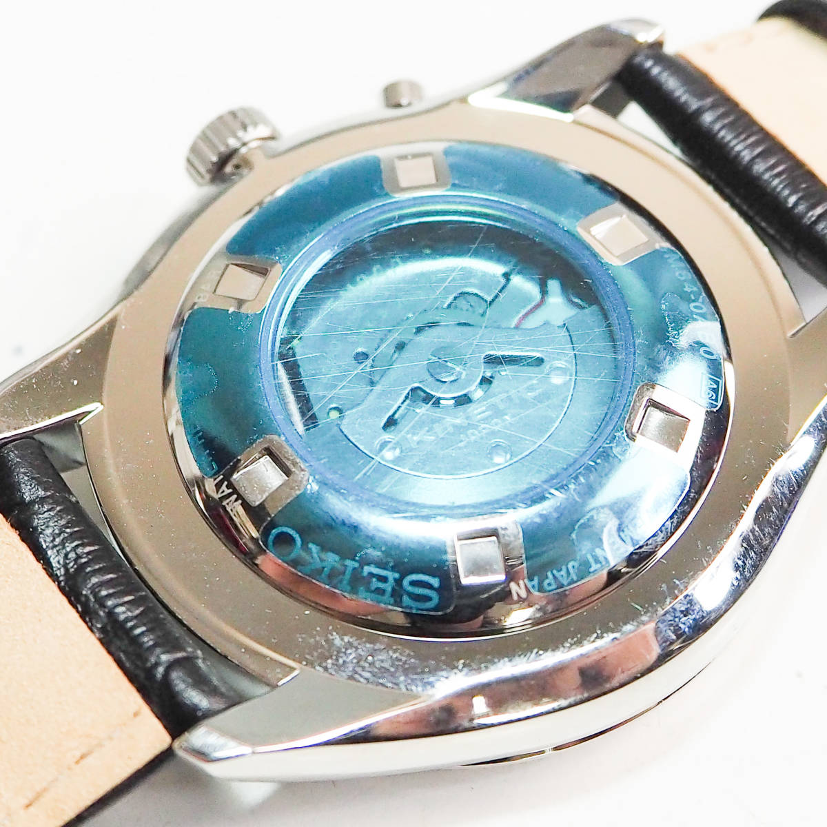 SEIKO セイコー KINETIC キネティック 腕時計 5M84-0AB0 デイデイト 裏スケ ベルト L07HH20 説明書付 メンズ GR823_画像10