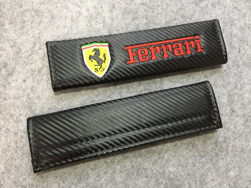 フェラーリ Ferrari シートベルトパッド 2個セット ロゴ刺繍入り ショルダーパッドカバー　ストラップ　安全ベルトパッド　車の肩パッド_画像2