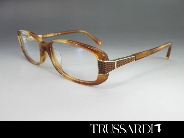 TRUSSARDI◆トラサルディ【メガネフレーム TR12525】新品 ブラウン◆ハンドメイド◆専用ケース&セリート付◆眼鏡/めがね_画像1