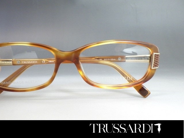 TRUSSARDI◆トラサルディ【メガネフレーム TR12525】新品 ブラウン◆ハンドメイド◆専用ケース&セリート付◆眼鏡/めがね_画像2