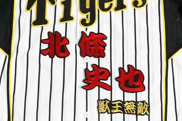 送料無料 北條 （勘赤色） ネーム 刺繍 ワッペン 阪神 タイガース 応援 ユニフォームに_画像1