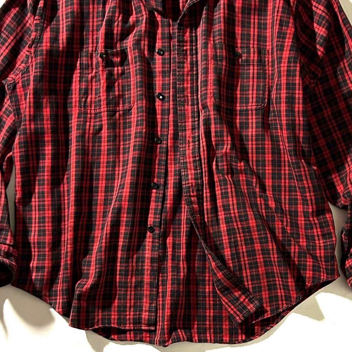 【RRL DOUBLE RL】RRL Cotton Twill Check Shirt 90s 三ツ星 ヴィンテージチェックシャツ コットンツイルチェックシャツ XL 大きいサイズ_画像6