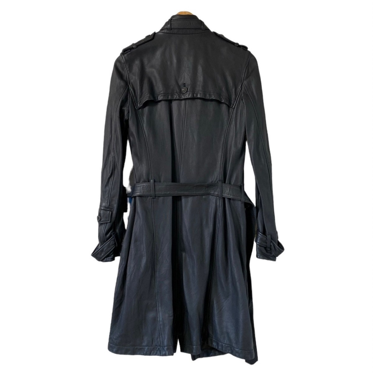 ほぼ未使用 ニールバレット レザー トレンチコート コート 羊革 Sサイズ イタリア製 ブラック 23L08_画像5