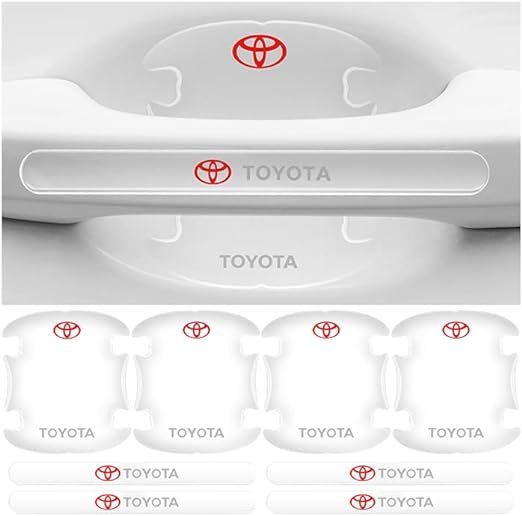 トヨタ TOYOTA ドアハンドル プロテクター（赤ロゴ） 8ピース シリカゲル材質 ドアガード_画像1