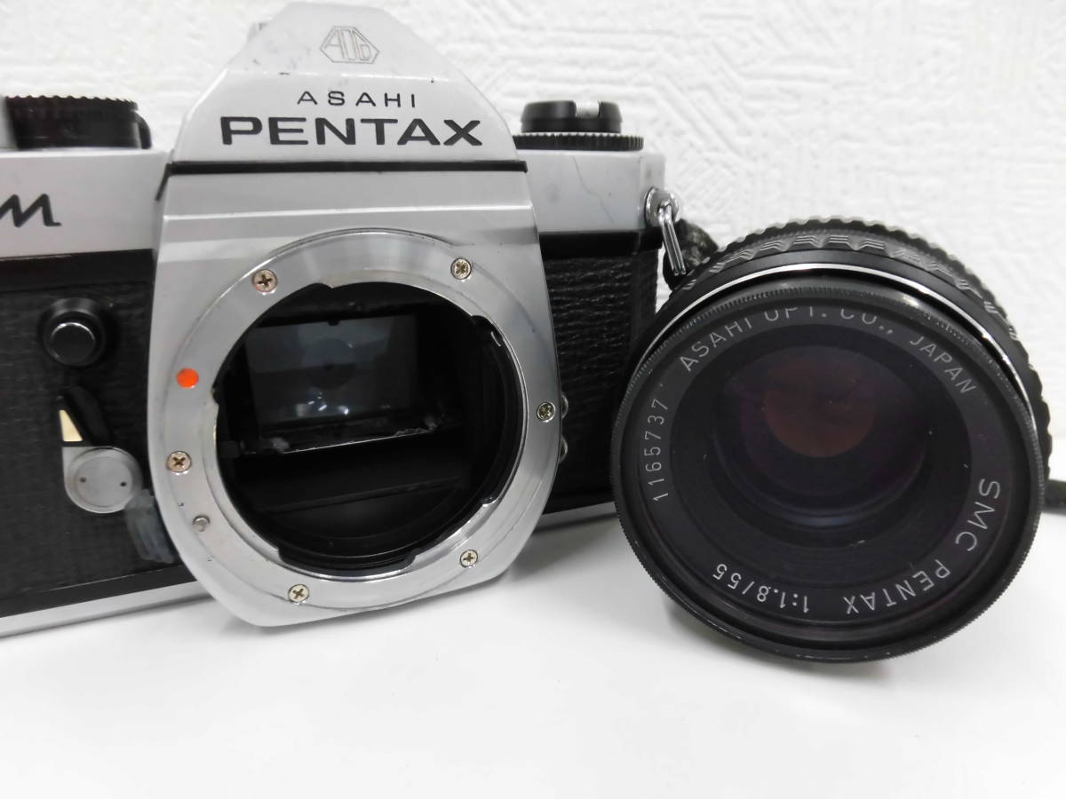 カメラ祭 PENTAX ペンタックス KM 1:1.8 55 アサヒペンタックス ASAHI フィルムカメラ ケース付 動作未確認_画像6