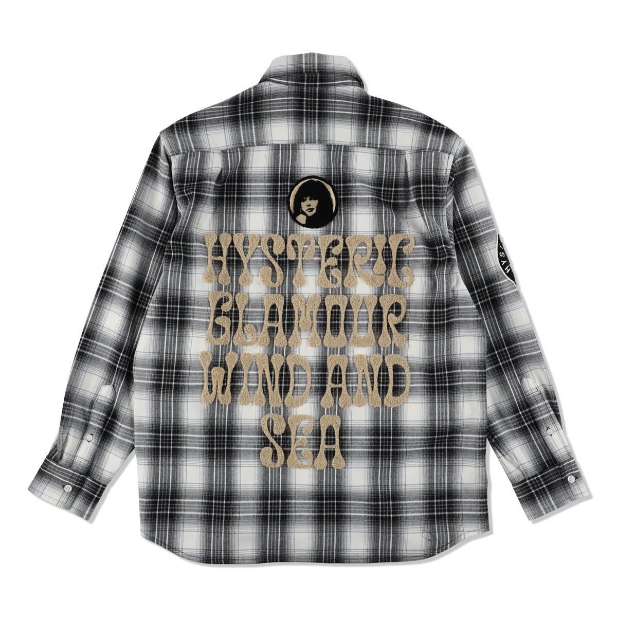 送料無料 M 黒 WIND AND SEA HYSTERIC GLAMOUR X WDS Check Shirt Black ヒステリックグラマー ウィンダンシー ネルシャツ ブラック 新品