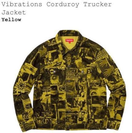 送料無料 M 黄 supreme vibrations corduroy trucker jacket 18SS yellow シュプリーム コーデュロイ トラッカージャケット Gジャン 新品_画像2