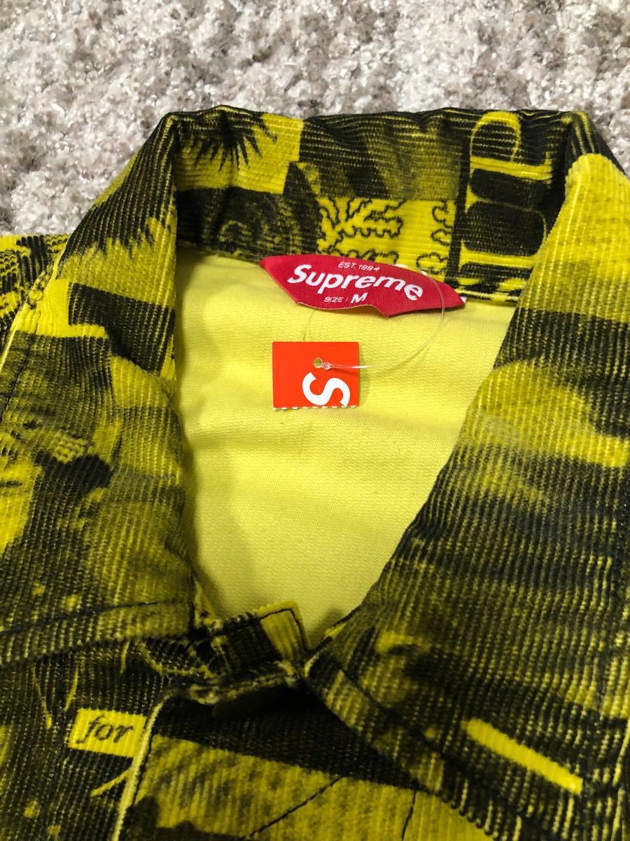 送料無料 M 黄 supreme vibrations corduroy trucker jacket 18SS