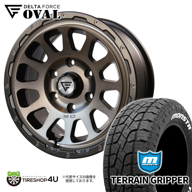 4本セット DELTAFORCE OVAL 16x7J 6/139.7+38 MSP MONSTA TERRAIN GRIPPER A/T 215/70R16 ホワイトレター デリカD5_画像1