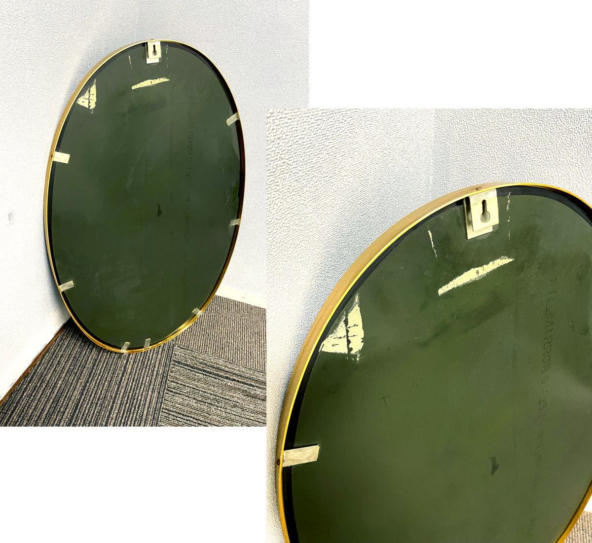 ファッションミラー 壁掛け鏡 レトロ vintage antique 楕円形 真珠 パールデザイン アンティーク 金属フレームの画像5