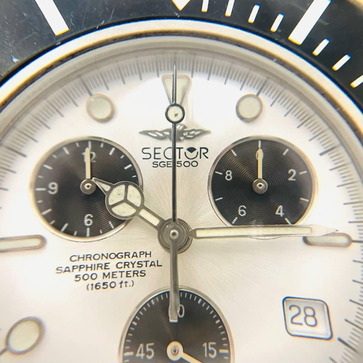C-65196I 【稼働品】 SECTOR セクター SGE500 メンズ クォーツ 腕時計 クロノグラフ デイト ダイバーズ NO LIMITS REGISTERED DESIGN_画像4