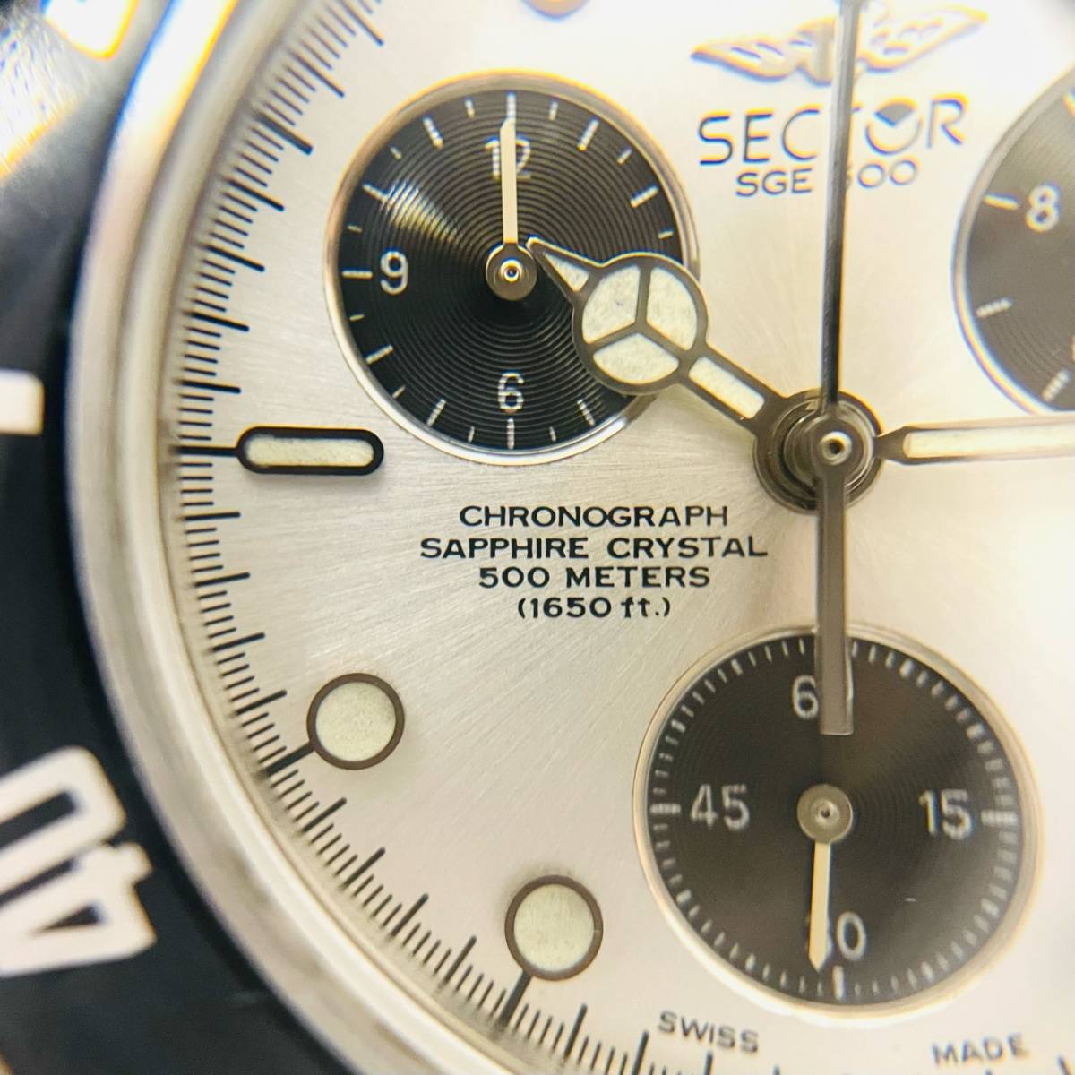 C-65196I 【稼働品】 SECTOR セクター SGE500 メンズ クォーツ 腕時計 クロノグラフ デイト ダイバーズ NO LIMITS REGISTERED DESIGN_画像7