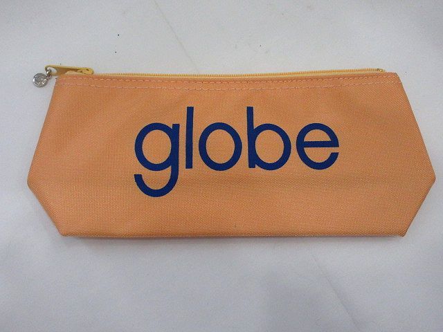 ◆globe ロゴ入り ポーチ ペンケース オレンジ T.K Keiko Marc 小室哲哉 KEIKO マークパンサー グローブ グッズ 未使用品_画像1