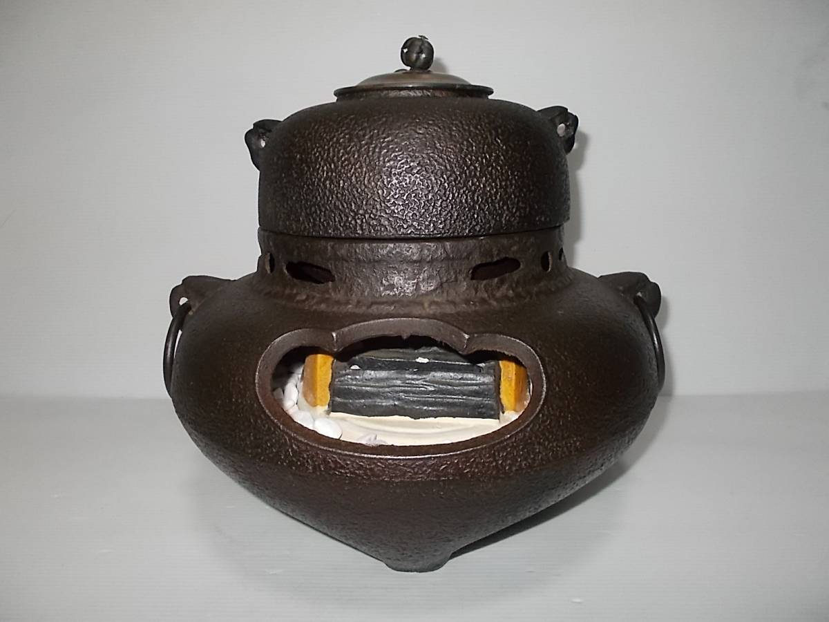 茶道具野々田電熱器付き風炉釜セット鬼面風炉茶釜－日本代購代Bid第一
