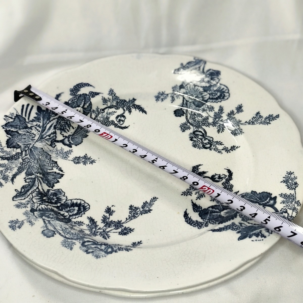 日本皇室陶器(在銘)25.5cm染付皿 明治骨董 珍品 コレクター放出 古美術品_画像9