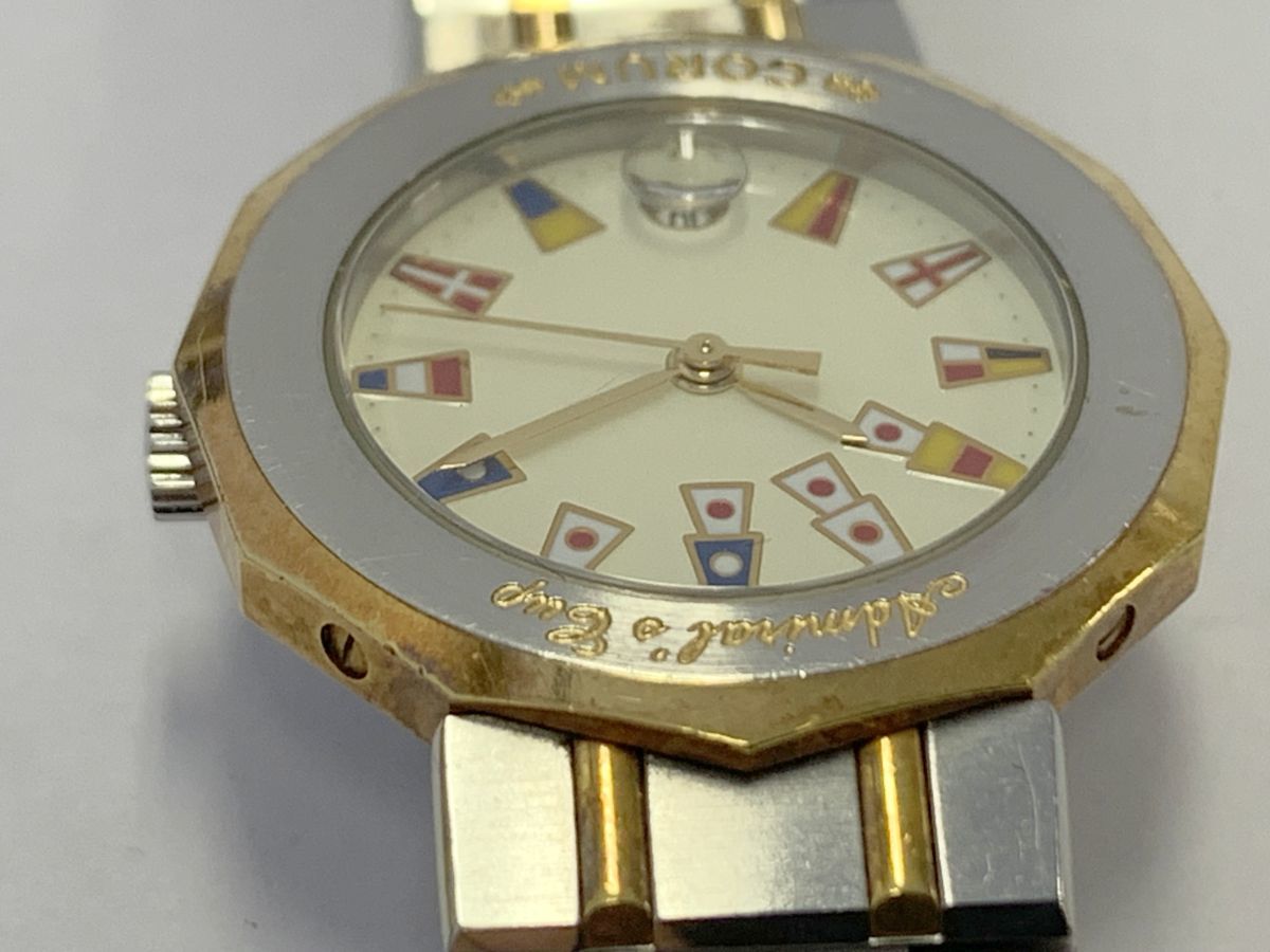 A492-I54-298◎【電池交換済み】 CORUM コルム アドミラルズカップ 39 610.21 V-52 国旗 デイト レディース クオーツ 稼働 腕時計 ⑥_画像8