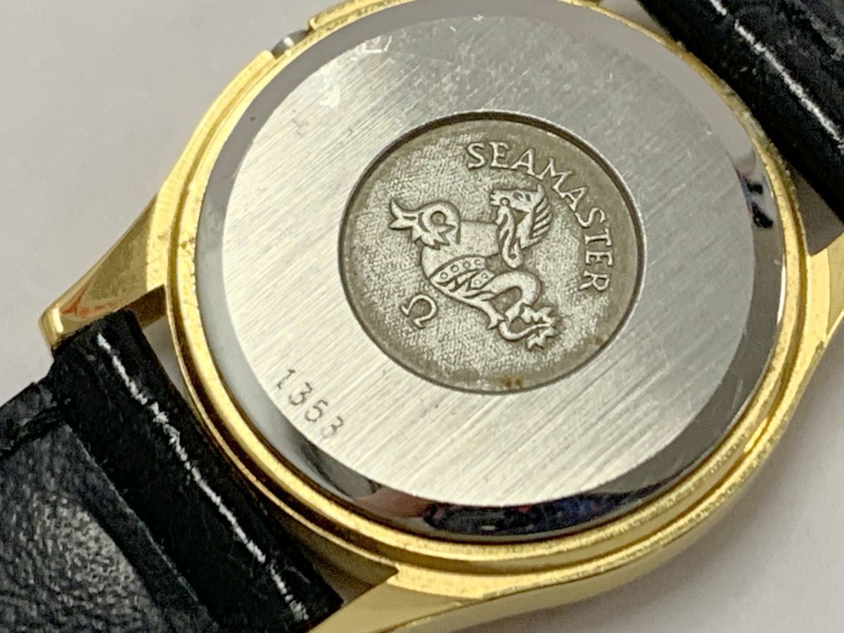 B477-O25-1262◎【電池交換済み】 OMEGA オメガ Seamaster シーマスター ゴールド文字盤 レディース クオーツ 稼働 腕時計 箱付き ⑥_画像5