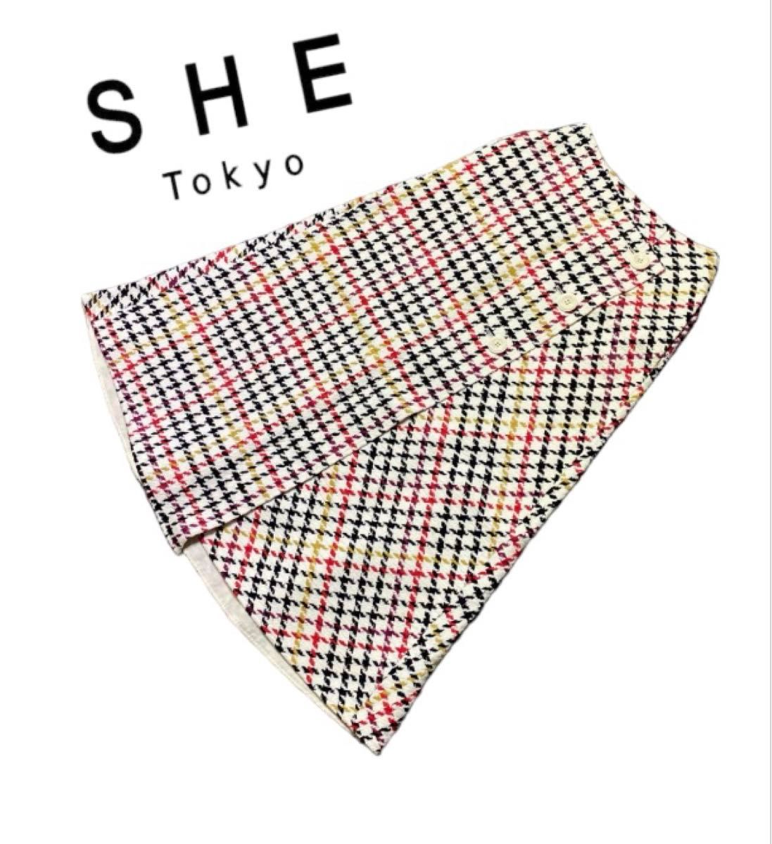美シルエット【SHE tokyo】ビッグチェック柄スカート