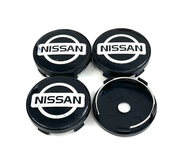 ニッサン ホイール センター キャップ ハブ カバー 60mm バッジ ブラック 4個セット 縁ブラック ニスモ NISSAN_画像2