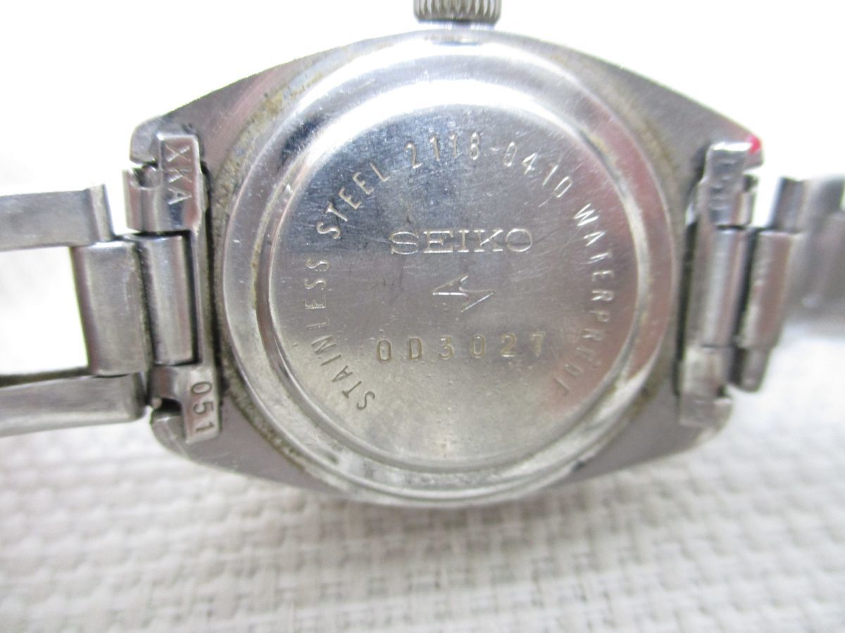 ネTU-41 【ジャンク・部品取り】セイコーSEIKO■腕時計 2118-0410 3針 手巻き 文字盤ブルー■レディース/水色/21JEWELS_画像3