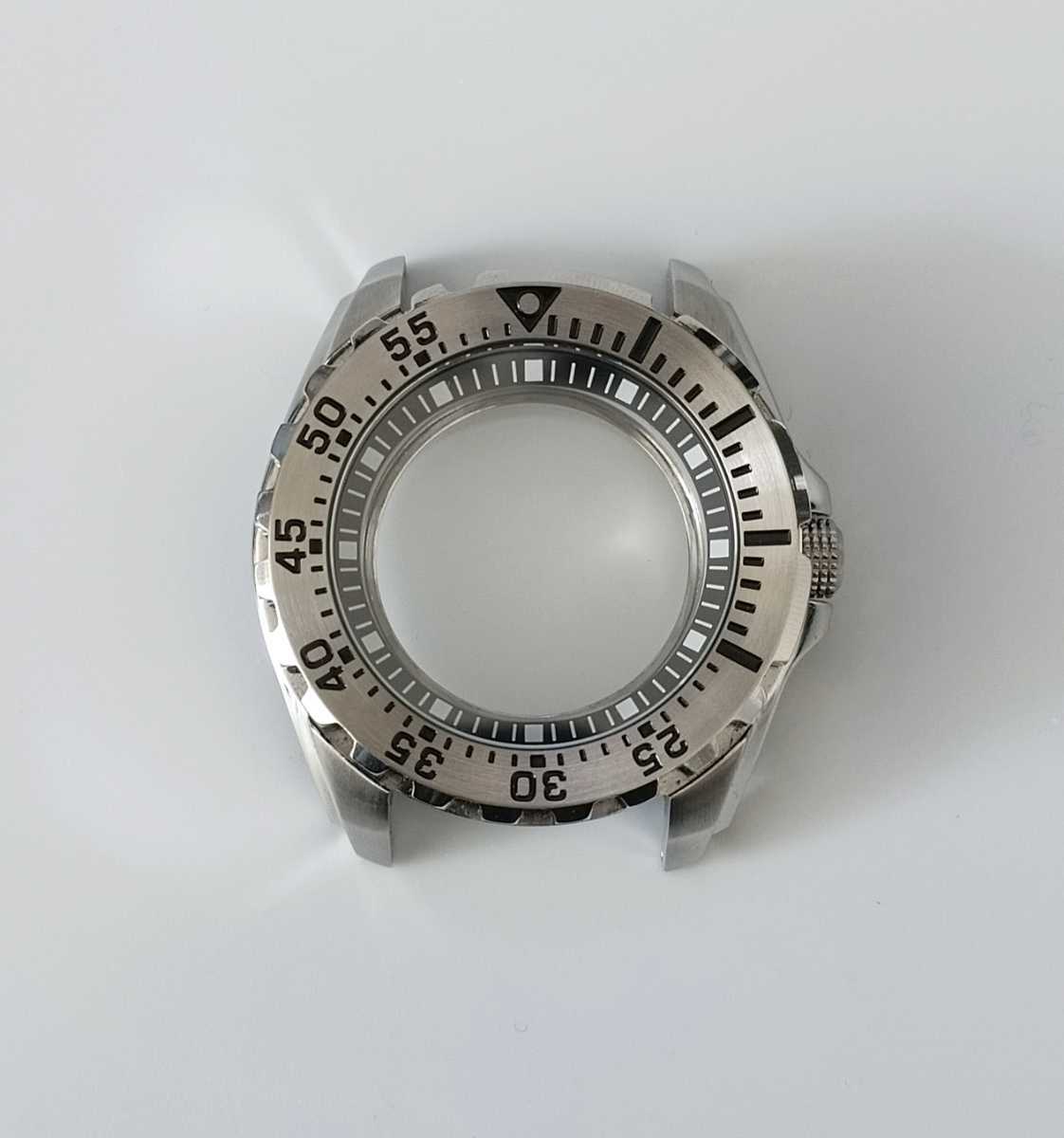 腕時計ケース 44mm ノンデイト シルバー 社外品【対応ムーブメント】SEIKO 7S26/7S36/NH35/NH36/4R36 セイコー_画像1