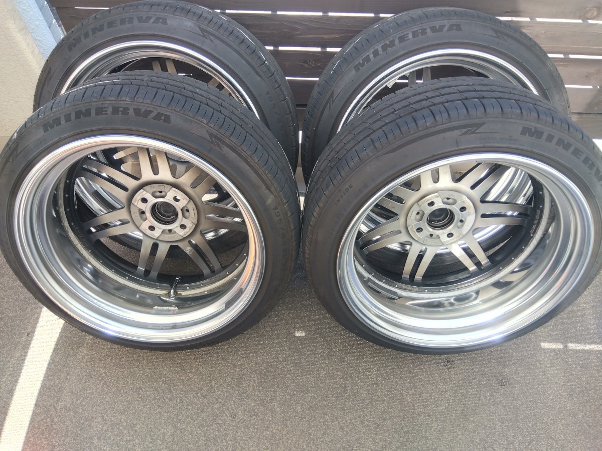 ☆美品☆work リザルタード スポーク2★タイヤ付き4本セット☆17×8.0J+38(O) マットブラック 4/100_画像5