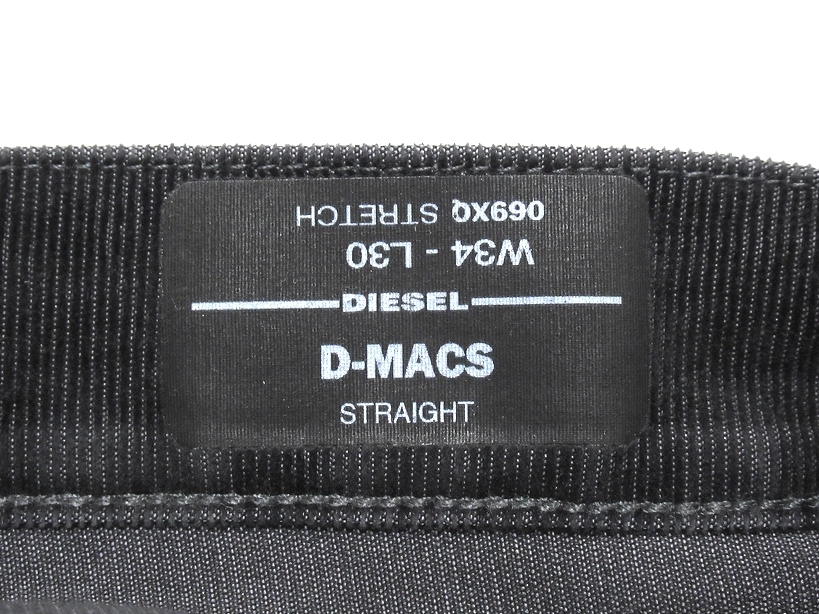 定価￥38,500 極美品 DIESEL ディーゼル D-MACS 069XQ ストレート ストレッチ コーデュロイパンツ ダークグレー W34 正規品 メンズ_画像8