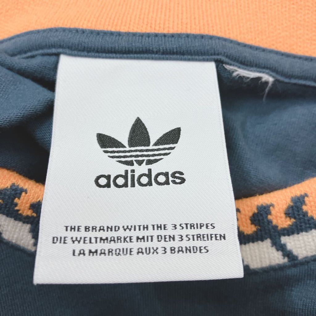 adidas アディダス　Tシャツ　半袖　トレフォイル 刺繍　ネイビー　メンズ　XL スポーツ　ストリート　古着_画像4