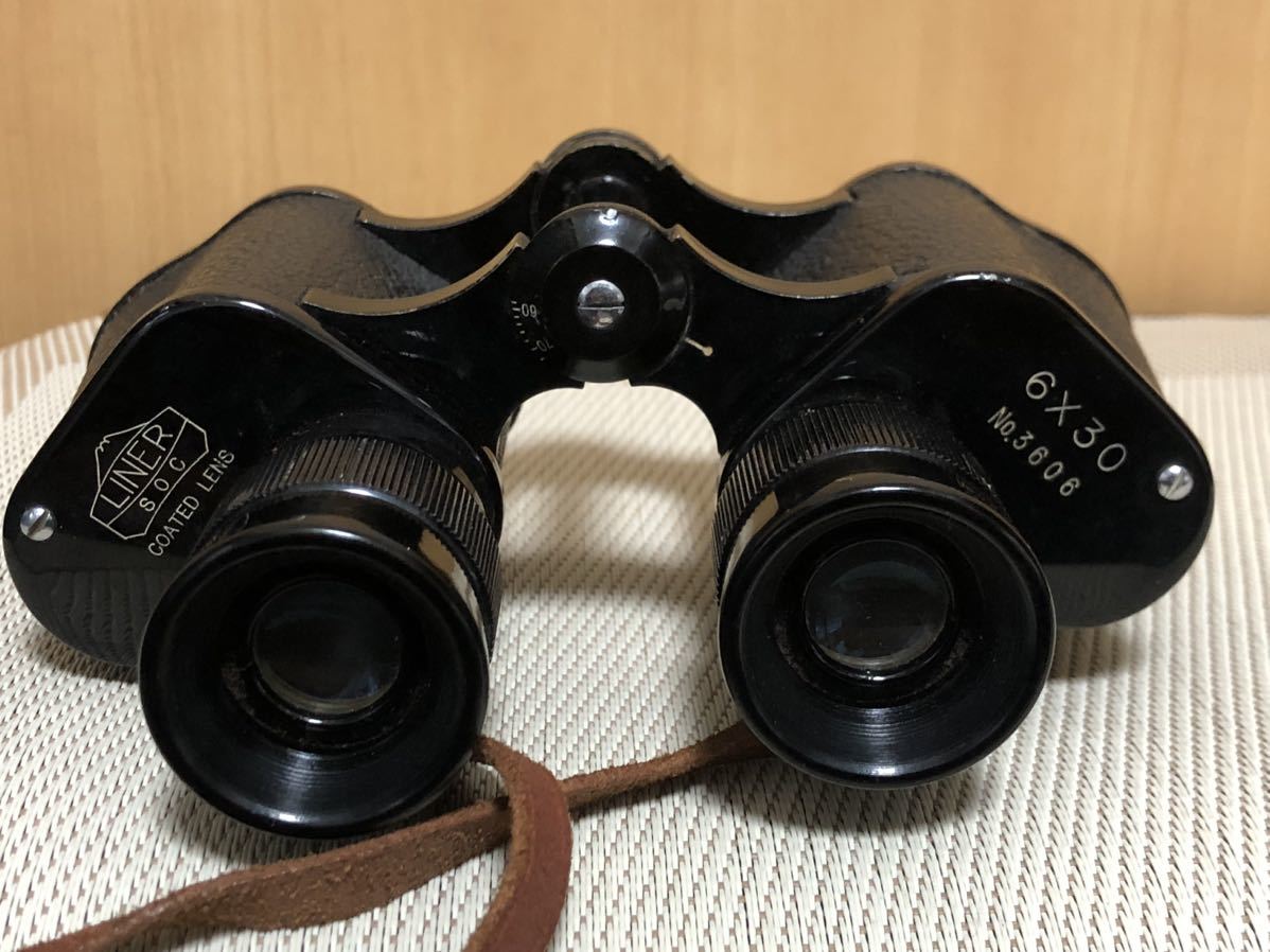 (D855)双眼鏡 軍用レトロ アンティーク LINER soc 6X30 No.3606 ケース付 _画像7