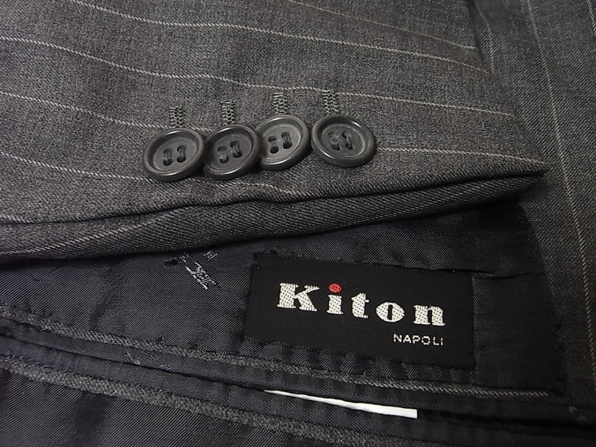 sizeXL☆極美品☆キトン KITON スーパー150’s製段返り３釦ジャケット ストライプ柄_画像4