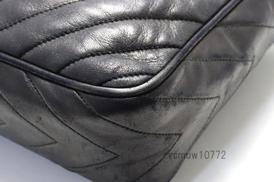 希少美中古■CHANEL 1番台 ダイヤステッチ フリンジ レザー ショルダーバッグ シャネル■1207dp24491_画像5